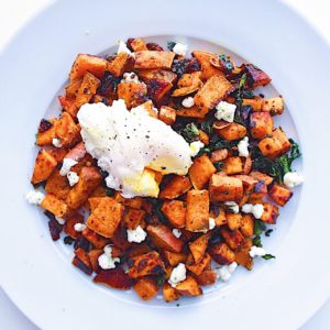 Sweet Potato Hash with a Poached Egg Recipe - Simply Peachy